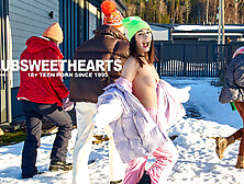 Playful 18yo Lesbians Playing with Snow at ClubSweethearts