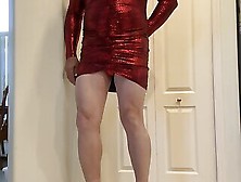 Me In A Sexy Red Dress Posing