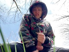 Cute Twink Cumming Outside