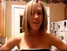 Sexy Blonde House Wife Welcome Husband With Sweet Blowjob In Kitchen To Cum