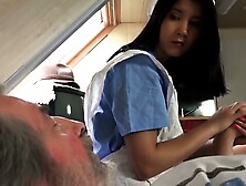 Nurse Takes Care Of Patient