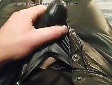 Leather Pants Unbuttoning And Cum.