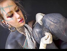 TGIRL ANAL stretching by TATTOOED female-dominant - BUTT fisting FEMDOM pair (alt, goth, goth porn) ZF163