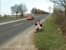 Chick Pisses On The Highway