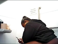 Fat Young Ebony Caught Using Toilet