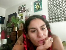 Latina naked playing with pet, no sex