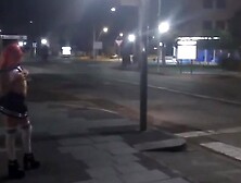 Redhead nerdy girl looks for dicks in public