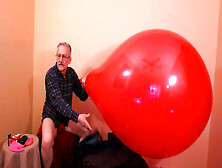 95) Daddy Pops Two Giant Balloons And Cums - Balloonbanger