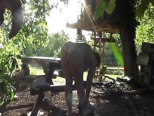 Helene On The Table In The Garden