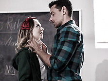 Petite blond hair babe 18 years old fucks mom teacher