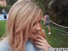 Busty Blonde Ellie Tay Is Fucked In A Public Pov Situation Nearly Getting Caught