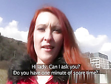 Sexy ginger darling fucks outside in public