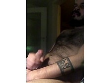 Bearded Man Is Filmed While Masturbating And Watching Gay Porn