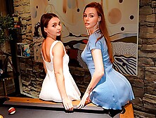 The Sweety Was Showing Off,  Pretending She Could Play Pool - And Now She's Getting Punished
