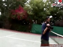 Dark Haired And Blonde Tennis 19 Yo Make 3-Way Ffm Outdoor