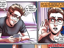 Nerd Studhorse Hentai: 3 Chicks banging jointly!