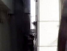 This girl seeks a spot to relief from her urge