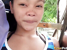 Asian pussy pounded hard in hairy creampie scene