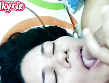 Pretty girlfriend sucking delicious beautiful deep throat