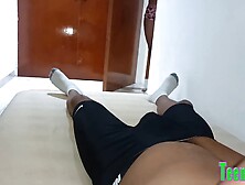 My stepsister catches me masturbating and I invite her to help me,  the slut.