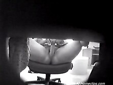 Under Desk Hidden Cam Catches Horny Wife