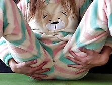 schoolgirl with small melons in pajamas masturbation snatch and squirting cumming