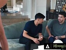 MOMMY'S BOY - Pervert Boys Only Help Busty Stepmom Pristine Edge To Peek Under Her Skirt! THREESOME