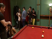 Tied Sub Anal Banged In Public Pool Hall