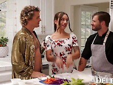 Delphine Films- April Olsen's Nasty Cooking Show Turns Into a Hot 3SOME
