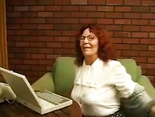 Horny Old Lady In Glasses Just Loves Masturbating On Camera