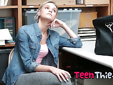 Blonde teen shoplifter fucked hard by a security guard inside the office