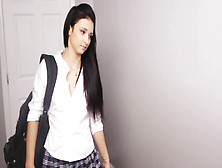 Cute Schoolgirl In Short Skirt Giving Head