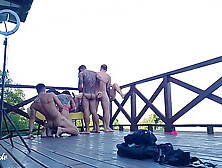 Leaked sex tape of students recording orgy on the dorm deck ***complete on red and sheer***