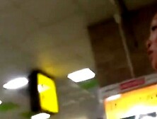 She pulls her skirt down and lets a golden stream flow down