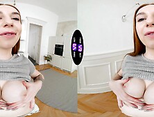 Redhead beauty Vilora Efi enjoys solo sex with her juicy peach,  teasing in vr.