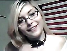 Blonde Nerd Shows Her Cute Tits