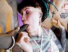 Tattooed Punk Slut Illuz Spreads Legs For Interracial Anal Fucking