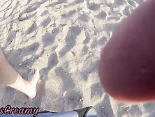 Flashing My Cock In Front Of My Stepdaughter In A Beach And She Makes Me Cumshot In Front Of Everyone - Real Sex Risky