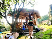 NO PANTIES Tight Pussy Hot Sexy Girls having a BBQ Party at Neighbor House to Celebrate Easter