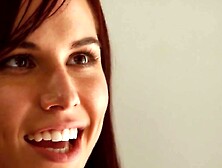 Redhead babe Aidra Fox gives head before doggystyle