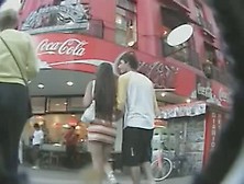 Stripy Coloured Dress Upskirt Sexy Long Hair With Boyfriend