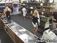 Blonde Milf Sucking Dick On Her Knees In Back Of Pawn Shop