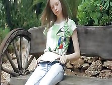 Ultra Skinny Coed Fingering On A Bench