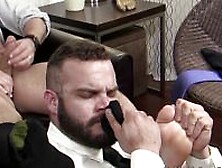 Hairy Hunk Riley Masturbation During Foot Worship