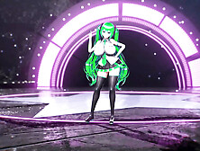 Hatsune Miku Huge Boobs Undress Dance Hentai Vocaloid Bibbidiba Song Mmd 3D Green Hair Color Edit Smixix