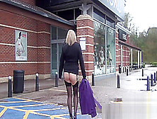 Sam Goes Window Shopping In Stockings Heels