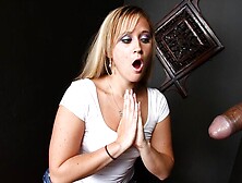 Sexy as hell blonde Briella Bounce plays with her wet shaved pussy