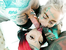 POV ANAL Addicted TATTOO girls wrecked in Foursome - Facials ATM