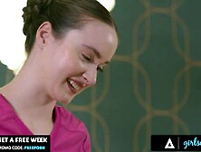 GIRLSWAY - Sexy Hazel Moore’s Oil Massage Turns Into Vehement 69 With Naturally Stacked Octavia Red