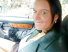 Busty Euro Amateur Masturbating in Car